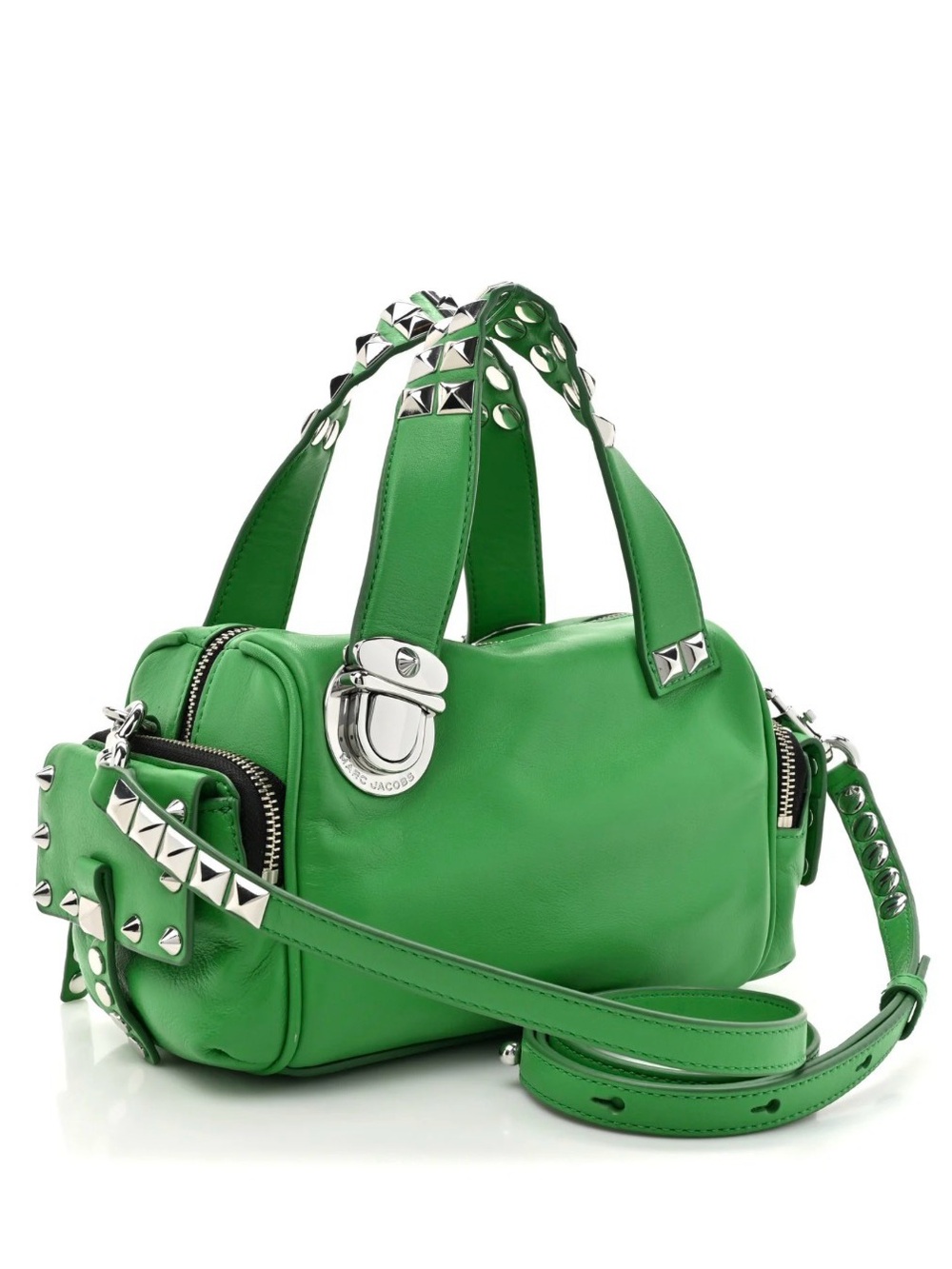 Rare Marc Jacobs Bright Green Studded Leather Satchel - Picture 2 of 10